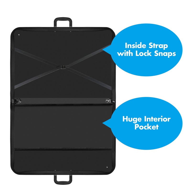 Vantasii Black Spill-Resistant Art Artist Portfolio Sketching Supplies Case A2 Size with Reinforcing Plate & Shoulder Strap for Students, Designers. (28â€ x20â€x1.5â€) - Image 4